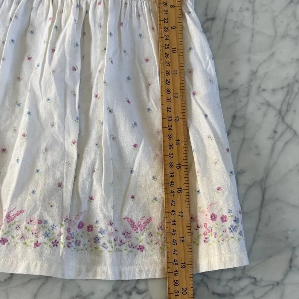 Gymboree Smocked Baby Dress Cottagecore Linen Floral Summer Sz 24 Months